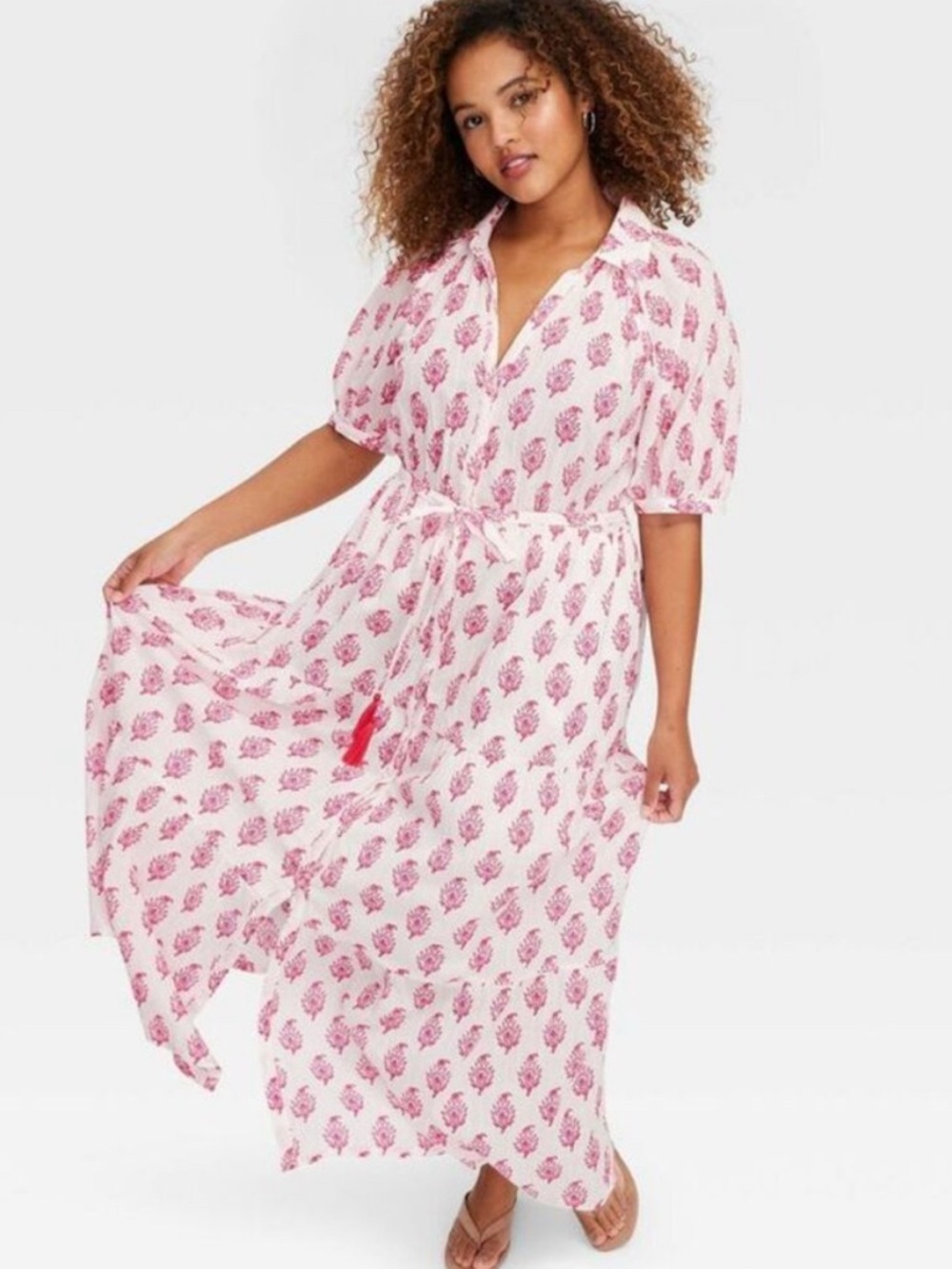 Roller Rabbit Pink and White Floral Maxi Dress